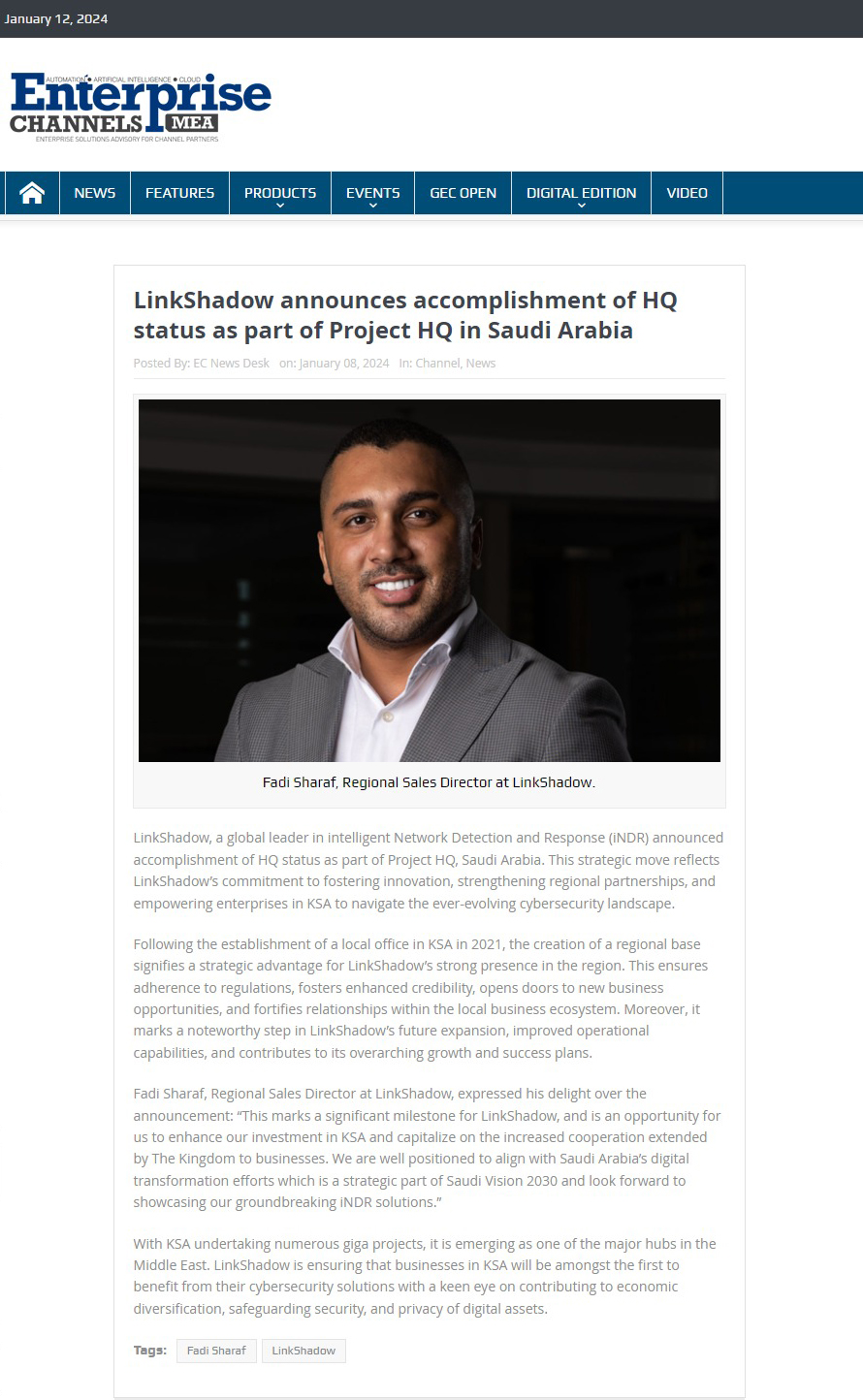 LinkShadow Reinforces its Commitment to Saudi Arabia