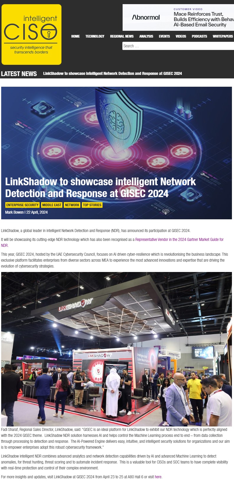 LinkShadow to showcase intelligent Network Detection and Response (NDR) at GISEC 2024
