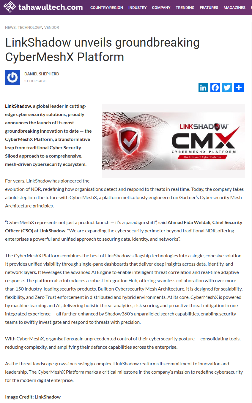 LinkShadow Unveils CyberMeshX Platform: Ushering in the Next Era of Cybersecurity